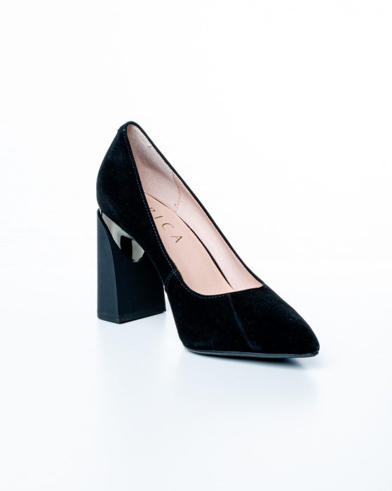 Pantofi de piele naturala Epica 3005 - 8 cm  negri [3]
