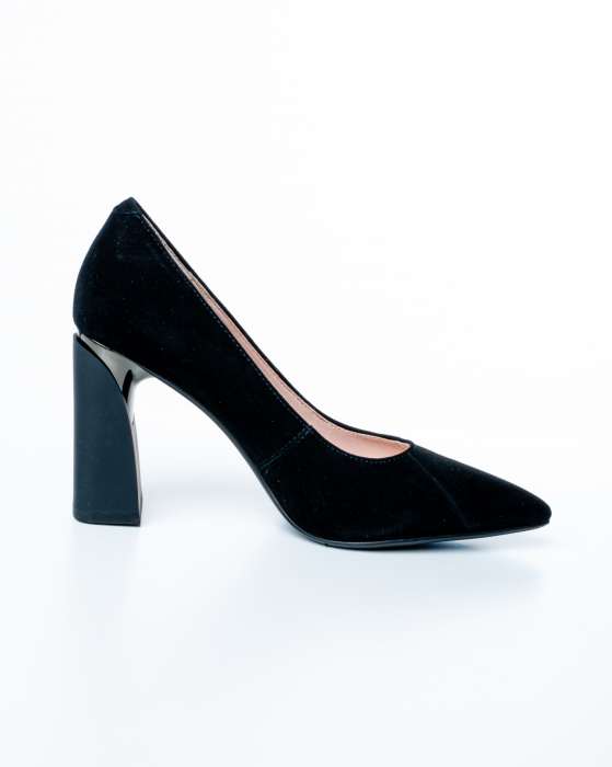 Pantofi de piele naturala Epica 3005 - 8 cm  negri [4]