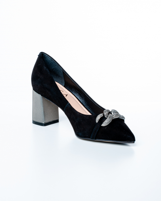 Pantofi de piele naturala Epica 3007 - 7 cm  negri [3]