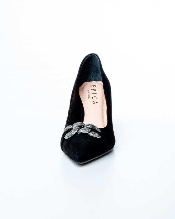 Pantofi de piele naturala Epica 3007 - 7 cm  negri [2]