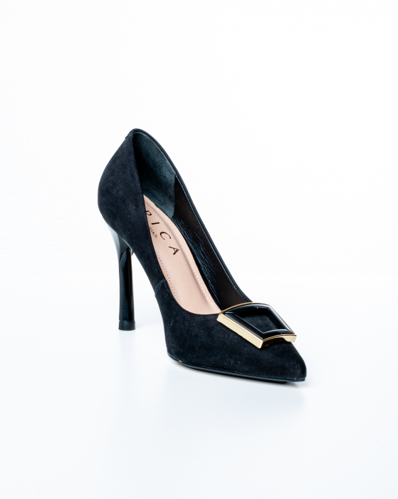 Pantofi de piele naturala Epica 3009 - 9 cm  negri [3]