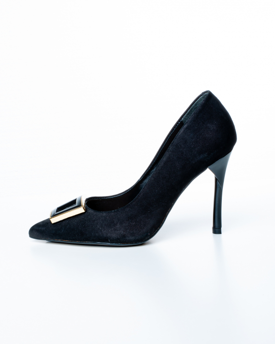 Pantofi de piele naturala Epica 3009 - 9 cm  negri [8]