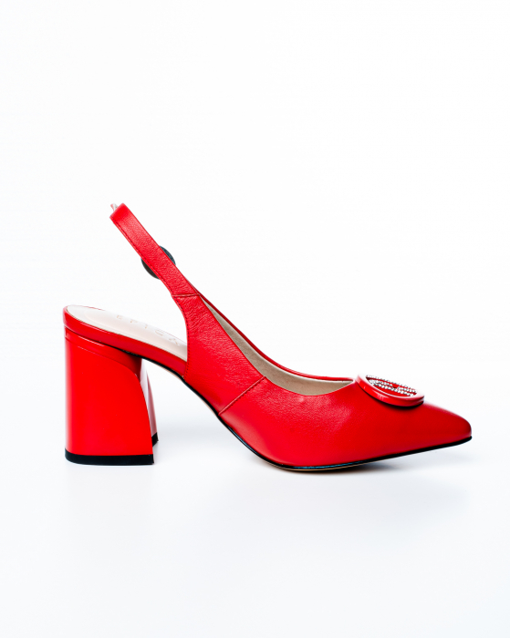 Pantofi de piele naturala Epica 3011 - 7 cm  rosii [4]