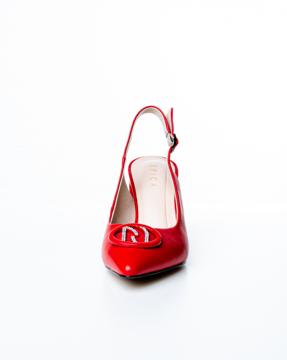 Pantofi de piele naturala Epica 3011 - 7 cm  rosii [2]