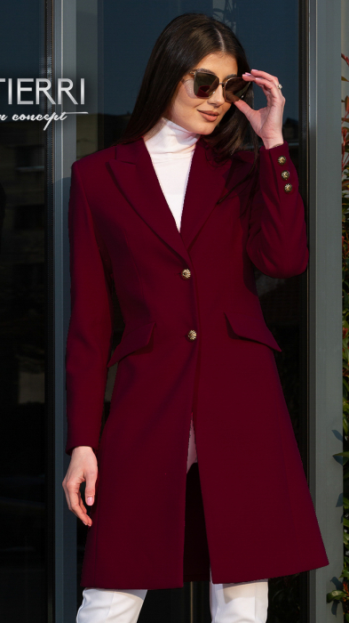 Pardesiu de lână Sentierri 805 bordo [1]