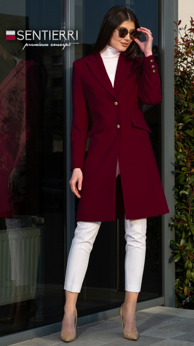 Pardesiu de lână Sentierri 805 bordo [2]