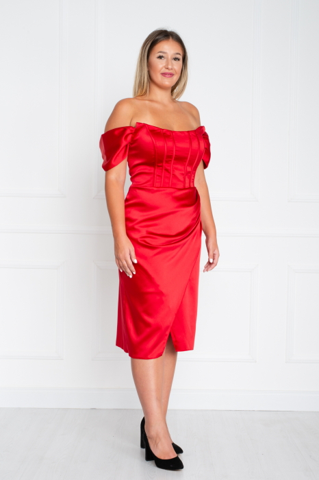 Rochie Adelynn midi rosie [2]