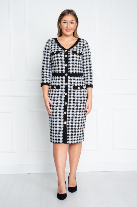 Rochie Alisha midi alb-negru [2]