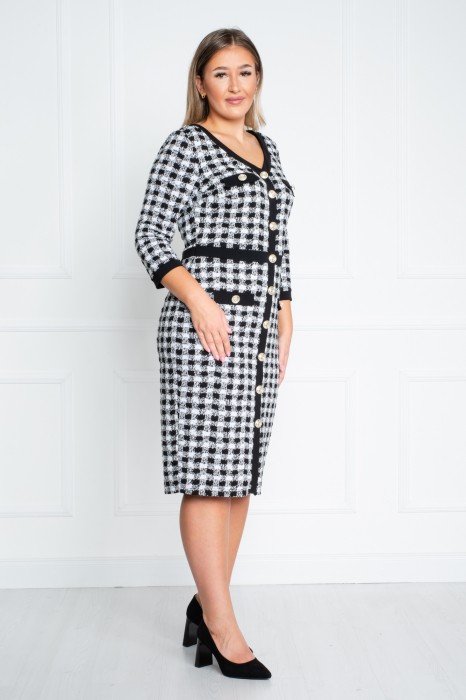 Rochie Alisha midi alb-negru [3]