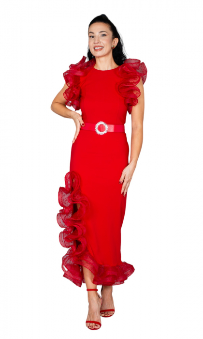 Rochie Alma midi rosie [5]