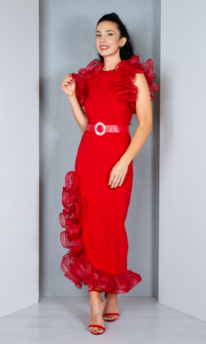 Rochie Alma midi rosie [2]