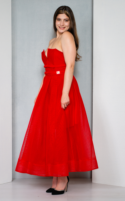 Rochie Amalia midi rosie [3]