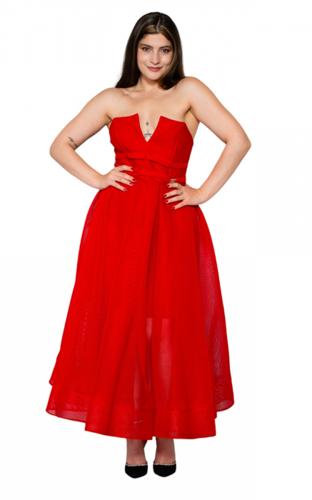 Rochie Amalia midi rosie [5]