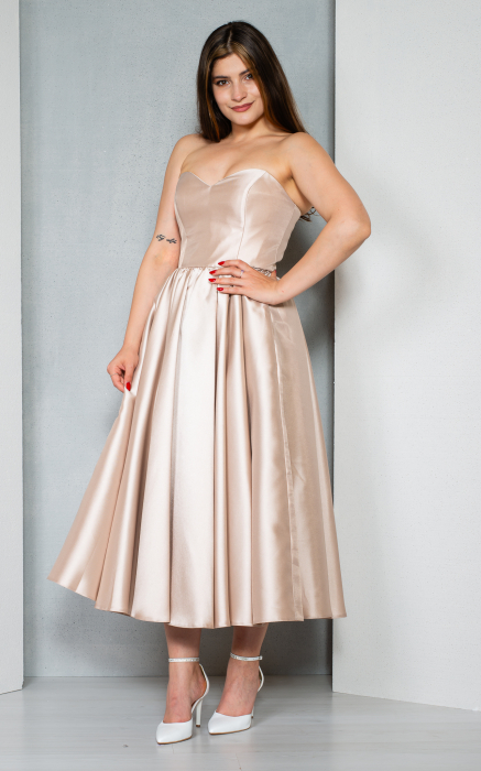 Rochie Amina midi pudra [3]