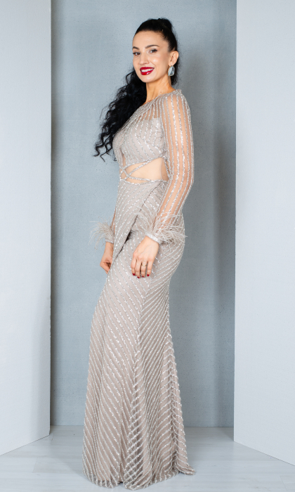 Rochie Andrea lunga crem [4]