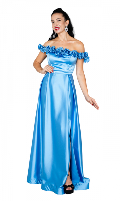 Rochie Anissa lunga bleu [5]