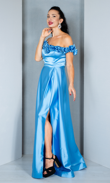 Rochie Anissa lunga bleu [3]