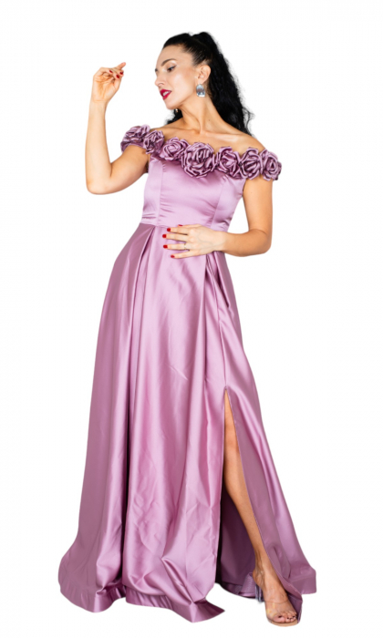 Rochie Anissa lunga pudra [5]