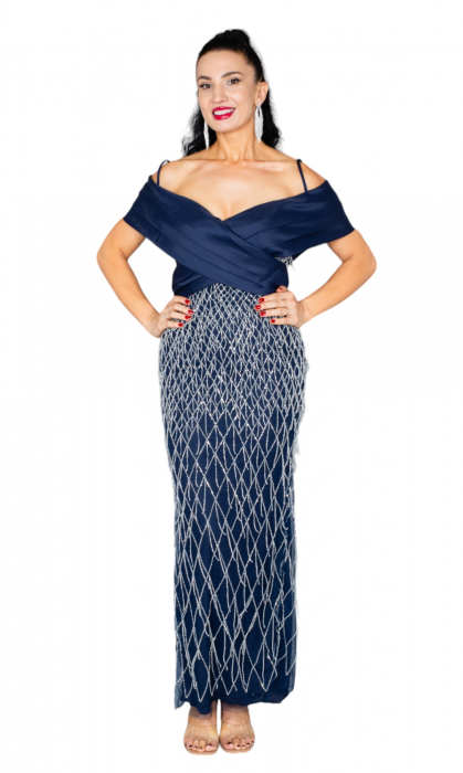 Rochie Anja lunga bleumarin [5]