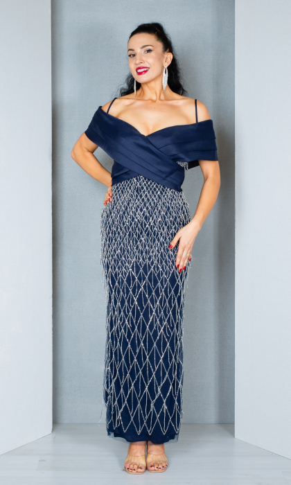 Rochie Anja lunga bleumarin [2]