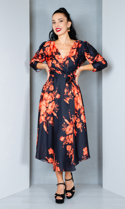 Rochie Annamaria midi portocalie [2]