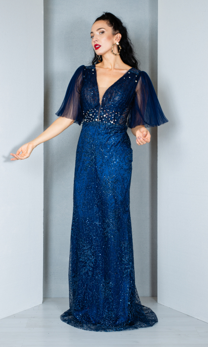 Rochie Anneliese lunga bleumarin [3]