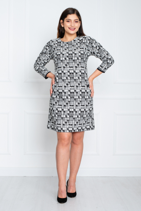 Rochie Aurelie scurta alb-negru [2]