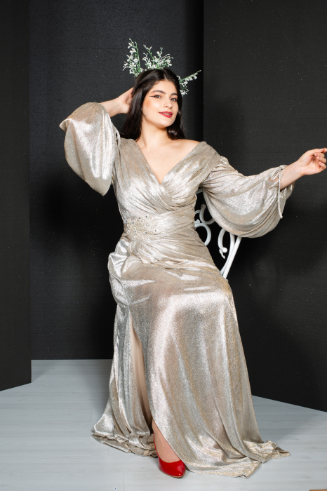 Rochie Bryleigh lunga aurie [5]