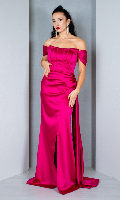 Rochie Calliope lunga fucsia [2]