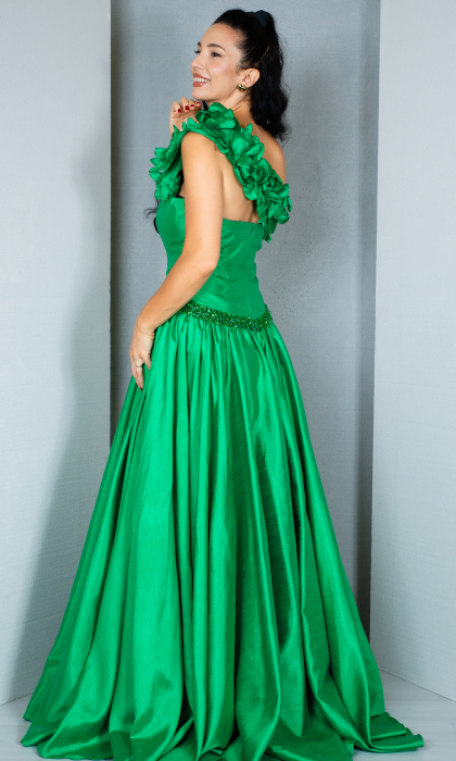 Rochie Carmen lunga verde [4]