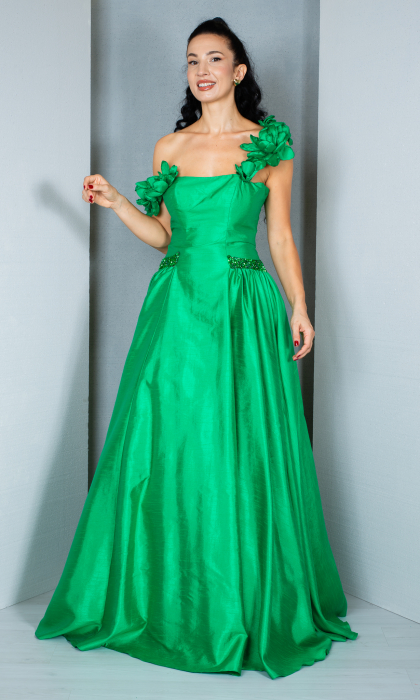 Rochie Carmen lunga verde [2]