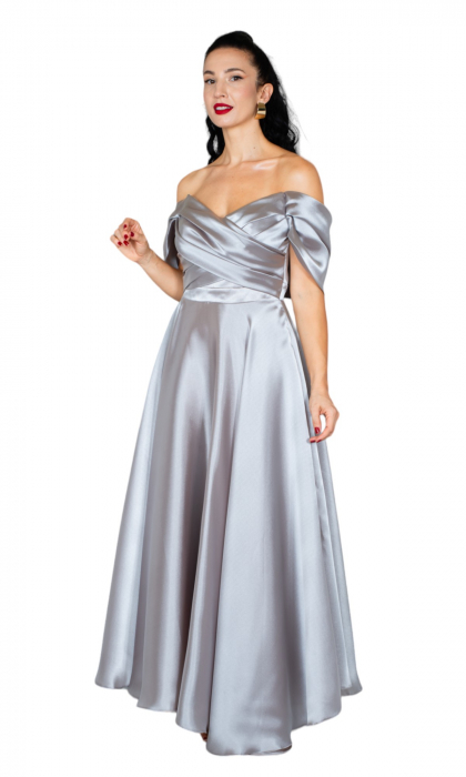 Rochie Carolina midi argintie [5]