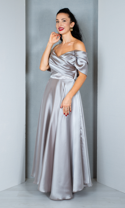 Rochie Carolina midi argintie [3]