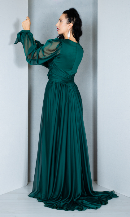 Rochie Cassie lunga verde [4]