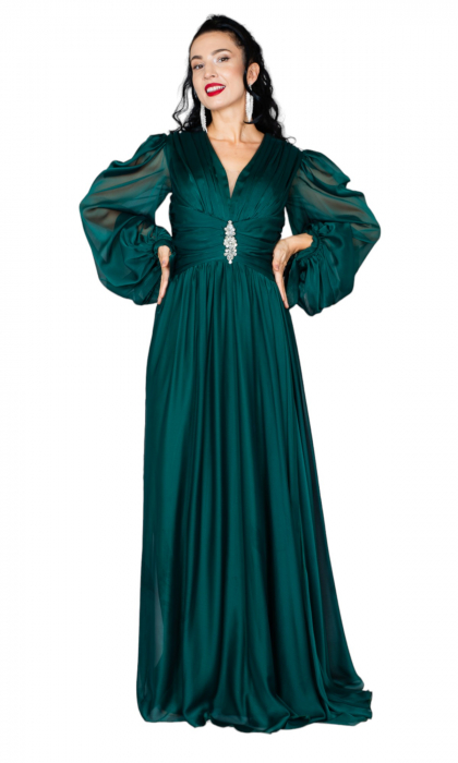 Rochie Cassie lunga verde [5]