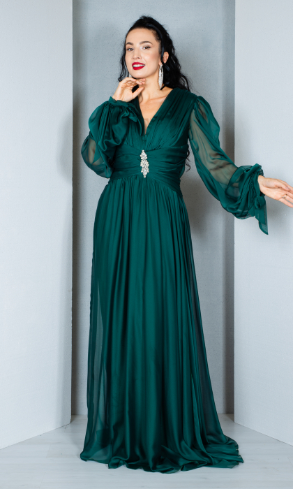 Rochie Cassie lunga verde [2]