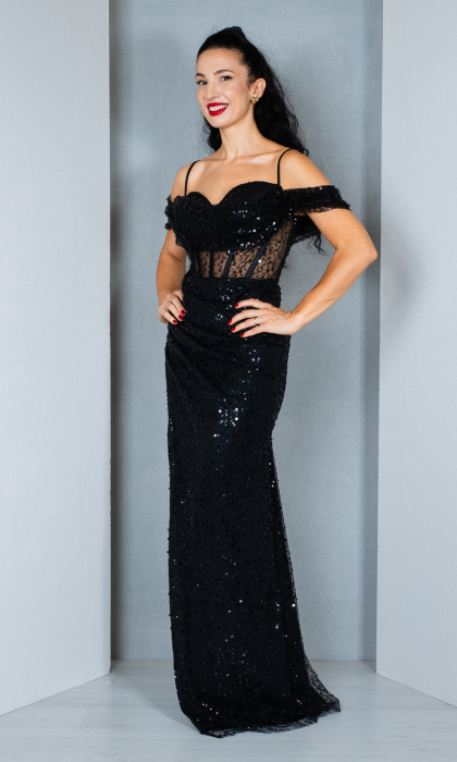 Rochie Charleigh lunga neagra [3]