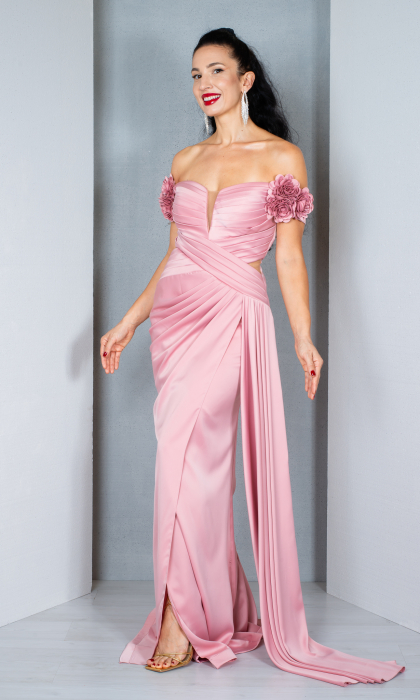 Rochie Coraline lunga pudra [3]