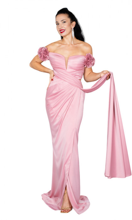 Rochie Coraline lunga pudra [5]