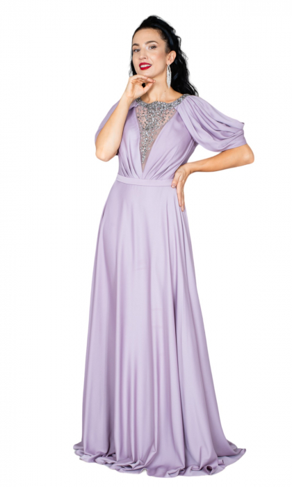Rochie Cristina lunga pudra [5]
