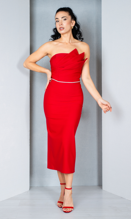 Rochie Davina midi rosie [2]