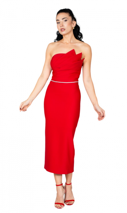 Rochie Davina midi rosie [5]