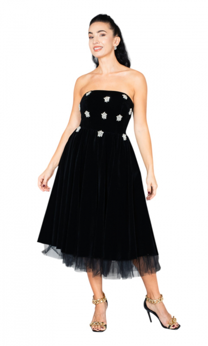 Rochie de catifea Emmalyn midi neagra [7]