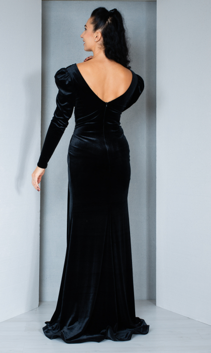 Rochie de catifea Elliott lunga neagra [5]
