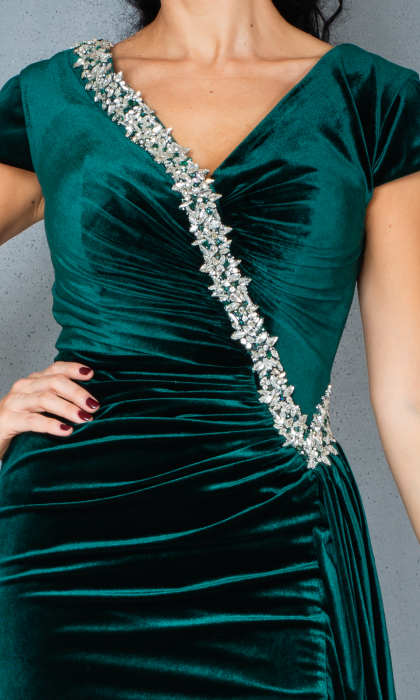 Rochie de catifea Erin lunga verde [2]