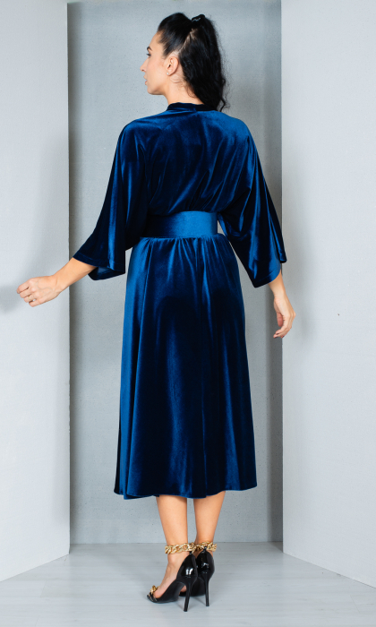 Rochie de catifea Fernanda midi bleumarin [5]