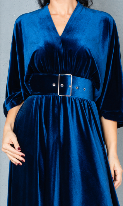 Rochie de catifea Fernanda midi bleumarin [2]