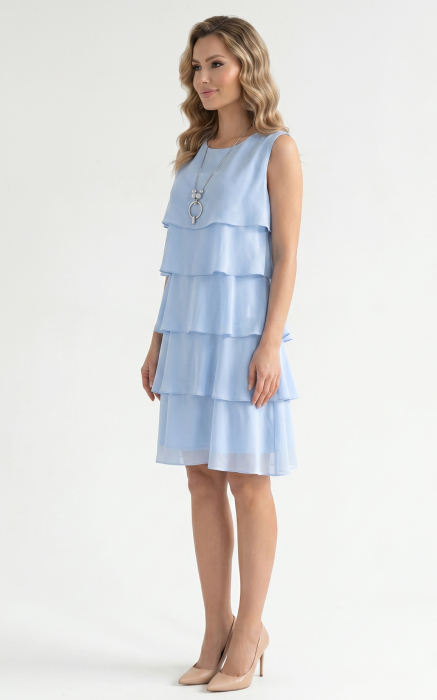 Rochie din batist cu trandafiri Harlynn scurta bleu [3]