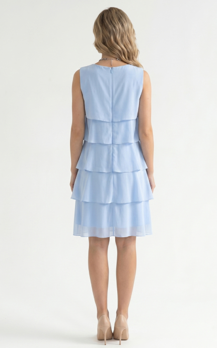 Rochie din batist cu trandafiri Harlynn scurta bleu [4]