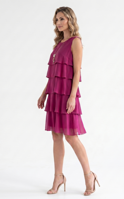 Rochie din batist cu trandafiri Harlynn scurta bordo [3]